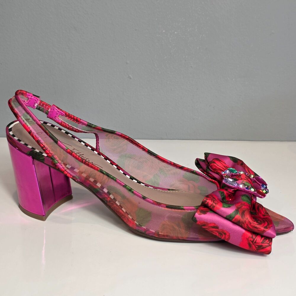 Betsey Johnson Audree Pointed Toe Slingback Pumps Sz 10 Embellished Metallic - Picture 5 of 8